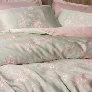 Set husa pilota + fata de perna, satin bumbac 100%, 155x220 cm + 80x80 cm, pudra - Verificat A · Re-Bloom - Img 2