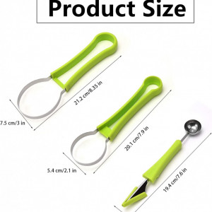 Set instrumente de sculptura in fructe Cisolen, plastic/otel inoxidabil, verde/argintiu, 21,2 x 7,5 cm/20,1 x5,4 cm/ 19,4 x 2,8 cm - Img 8