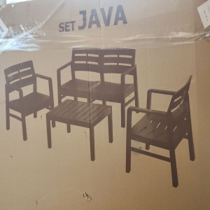 Set mobilier gradina/terasa, Progarden, JAVA, 4 piese, polipropilena, antracit, canapea 2 locuri 121x58x74 cm, 2 scaune 63x58x74 cm, masa 74x55x38 cm, cu perne incluse, Resigilat, Grad A - Img 4