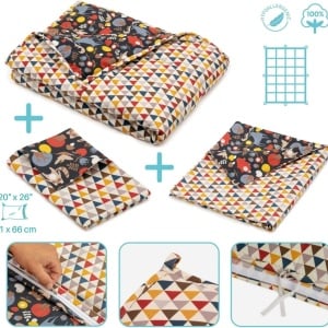 Set patura si o fata de perna pentru copii Banbaloo, bumbac, multicolor, 104 x 153 cmSet patura si o fata de perna pentru copii Banbaloo, bumbac, multicolor, 104 x 153 cm