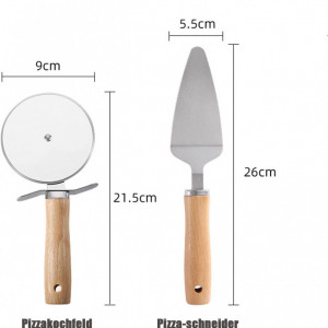 Set spatula si taietor pentru pizza DITAIX, lemn/otel inoxidabil, argintiu/natur - Img 3