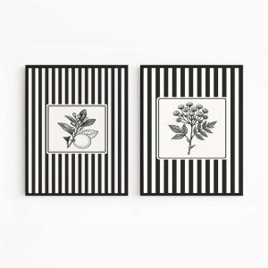 Set tablou decorativ Re-Bloom, 2 piese, MDF/lemn masiv, alb/gri/negru, 50 x 70 cm