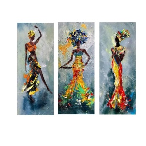 Set tablou decorativ Re-Bloom, 3 piese, MDF, multicolor, 20 x 50 cm