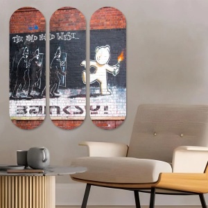 Set tablou decorativ Re-Bloom, 3 piese, MDF, multicolor, 20 x 70 cm - Img 3