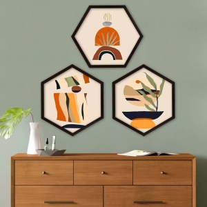 Set tablou decorativ Re-Bloom, 3 piese, MDF/plastic, multicolor, 35 x 35 cm - Img 2