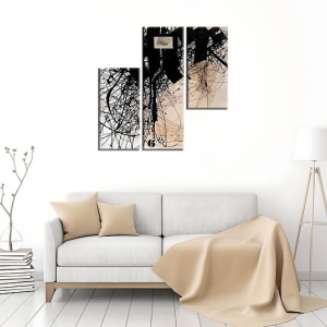 Set tablou decorativ Re-Bloom, 3 piese, model abstract, panza/lemn, multicolor - Img 3