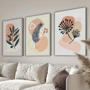 Set tablou decorativ Re-Bloom, 3 piese, panza/lemn, multicolor, 40 x 60 x 3 cm - Img 1