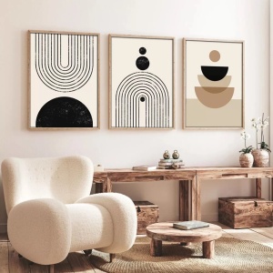 Set tablouri decorative Re-Bloom, 3 piese, MDF/lemn masiv, multicolor, 50 x 70 cm - Img 2
