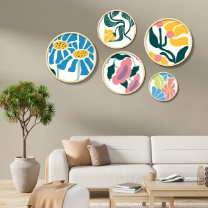 Set tablouri decorative Re-Bloom, 5 piese, lemn masiv, multicolor