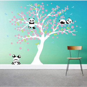 Sticker de perete BDECOLL, model copac/panda, vinil, multicolor, - Img 1
