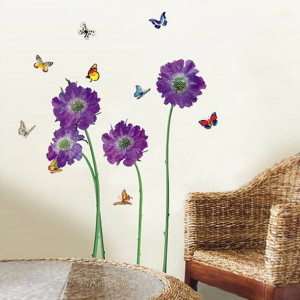 Sticker de perete flori mov - Img 5