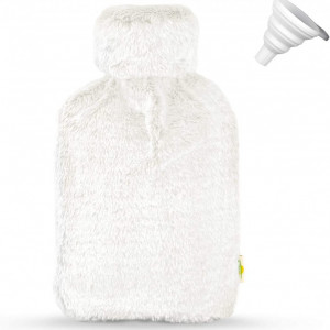 Sticla de apa calda BetterDay®, cauciuc/textil, alb, 2 L - Img 1