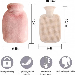 Sticla de apa calda cu husa Fostoy, PVC/textil, roz, 1 L