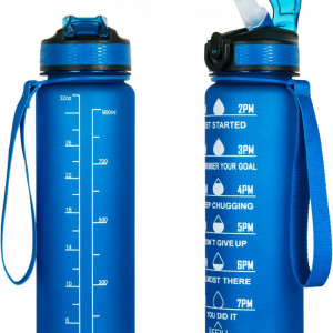 Sticla de apa pentru fitnes UVTQSSP, plastic, albastru , 1 L - Img 1