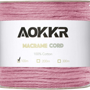 Sul de ata pentru macrame Aokkr, bumbac, roz, 100 m - Img 1