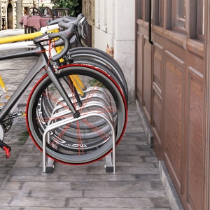Suport biciclete otel zincat, 4 locuri, modular, 110x33x27cm, Argintiu - Verificat A · Re-Bloom - Img 2