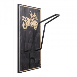 Suport de perete pentru echipamentul moto Moebel17, lemn masiv/metal, negru/auriu, 46 x 23 x 2 cm