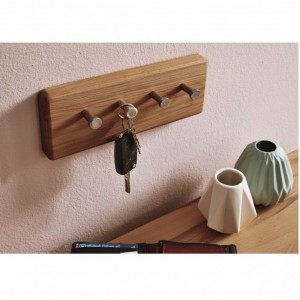 Suport pentru chei Anamur din lemn de fag/metal, maro, 25 x 10 x 5 cm - Img 2
