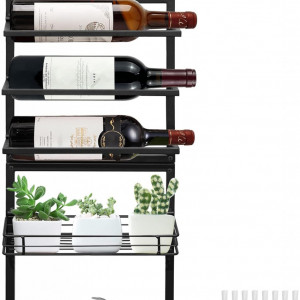 Suport pentru sticle de vin MERYSAN, metal, negru, 65 x 26 x 8.5 cm