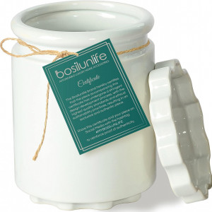 Suport pentru ustensile de bucatarie BosilunLife, ceramica, alb, 13 x 16,5 cm