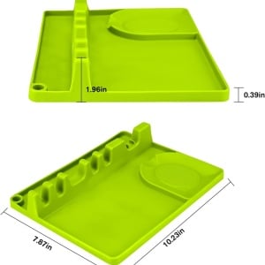 Suport pentru ustensile de bucatarie Pasasable, silicon, verde, 25,9 x 19,9 x 5 cm