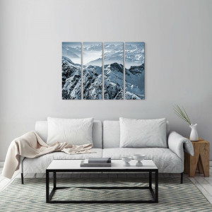 Tablou „Alpii Elvetieni”, alb/negru, 90 x 130 cm - Img 3
