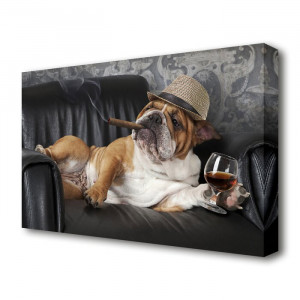 Tablou cu Bulldog, negru/maro, 50,8 x 81,3 x 4,4 cm