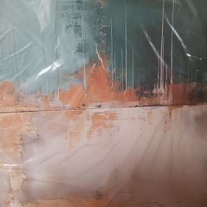 Tablou decorativ canvas 70x100 cm, panza/lemn, design modern, turcoaz/gri/auriu - Verificat A · Re-Bloom - Img 3