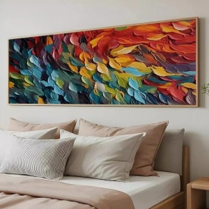 Tablou decorativ din MDF si lemn masiv 50x120 cm, MDF 2.7mm, constructie solida si usoara, design modern, multicolor - Verificat A · Re-Bloom - Img 2