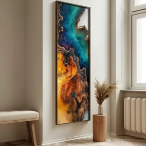 Tablou decorativ MDF/lemn masiv, 40x120x3.5 cm, format panoramic, multicolor - Verificat A · Re-Bloom - Img 6