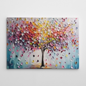 Tablou decorativ model copac canvas 50x70 cm, 50% bumbac/50% poliester, imprimare digitala, rama lemn 2x3 cm, multicolor - Verificat A · Re-Bloom - Img 3