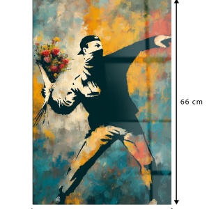 Tablou decorativ model floral canvas 44x66 cm, panza/lemn, auriu/negru - Verificat A · Re-Bloom - Img 5