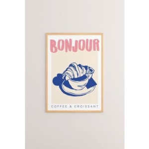 Tablou decorativ Re-Bloom, lemn masiv/hartie, albastru/alb/roz, 33 x 48 cm