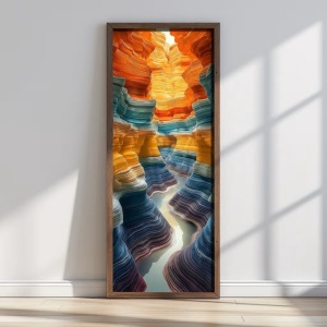 Tablou decorativ Re-Bloom, lemn masiv/MDF, multicolor, 40 x 120 cm - Img 2