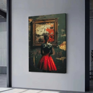 Tablou decorativ Re-Bloom, lemn/panza, multicolor, 45 x 70 cm - Img 3