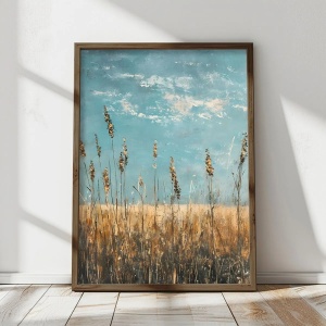 Tablou decorativ Re-Bloom, MDF/lemn, natur/albastru, 50 x 70 x 3,5 cm