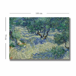 Tablou decorativ Re-Bloom, model copaci, lemn/panza, albastru/verde, 70 x 100 cm - Img 2