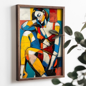 Tablou decorativ Re-Bloom, model femeie, lemn masiv/MDF, multicolor, 35 x 47 x 2 cm - Img 2