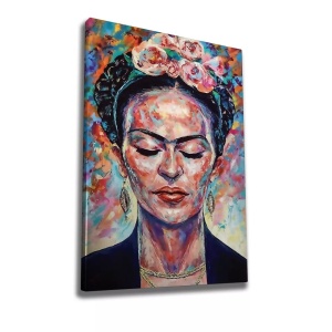 Tablou decorativ Re-Bloom, model femeie, panza/lemn, multicolor, 70 x 100 cm