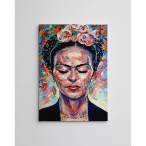 Tablou decorativ Re-Bloom, model femeie, panza/lemn, multicolor, 70 x 100 cm - Img 2