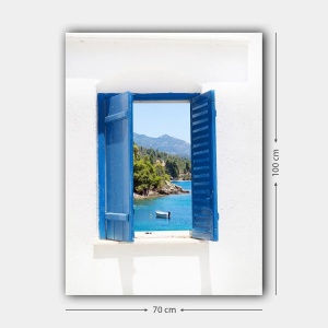 Tablou decorativ Re-Bloom, model fereastra, panza/lemn, multicolor, 70 x 100 cm - Img 2