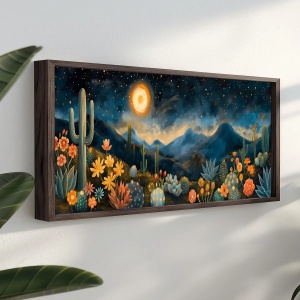 Tablou decorativ Re-Bloom, model peisaj, MDF/lemn masiv, multicolor, 40 x 120 x 3,5 cm - Img 3