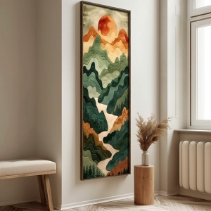 Tablou decorativ Re-Bloom, model peisaj, MDF/lemn masiv, multicolor, 40 x 120 cm - Img 2