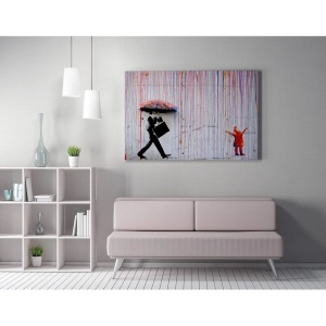 Tablou decorativ Re-Bloom, model Ploaie colorata, panza/lemn, multicolor, 70 x 100 cm - Img 3