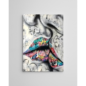 Tablou decorativ Re-Bloom, model sarut, panza/lemn, multicolor, 50 x 70 cm - Img 3