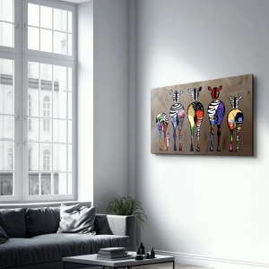 Tablou decorativ Re-Bloom, model zebre, sticla temperata, multicolor, 70 x 110 cm - Img 2