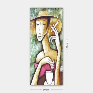 Tablou decorativ Re-Bloom, panza/lemn, multicolor, 50 x 120 cm - Img 3