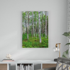 Tablou Pixxprint, lemn/panza, verde/gri, 60 x 40 cm - Img 2