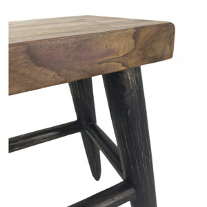 Taburet Gorman, lemn, maro/negru, 45 x 45 x 27 cm - Img 3