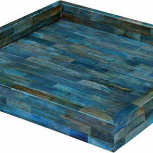 Tava decorativa Artizanat Home, albastru, lemn, 30 x 30 cm - Img 1